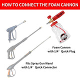 Bear Force Foam Cannon Pressure Washer Brass Foam Cannon Foam Generator Snow Foam Lance with 1/4” Quick Connector & 1.25mm & 1.10mm Orifice Nozzle