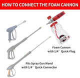 Bear Force Foam Cannon Pressure Washer Stainless Steel Foam Cannon with 1/4” Quick Connector & 1.25mm & 1.10mm Orifice Nozzle, Adjustable Snow Foam Lance